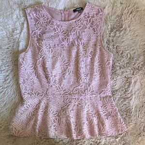 Premise Sleeveless Lace Peplum Blouse in Light Pink